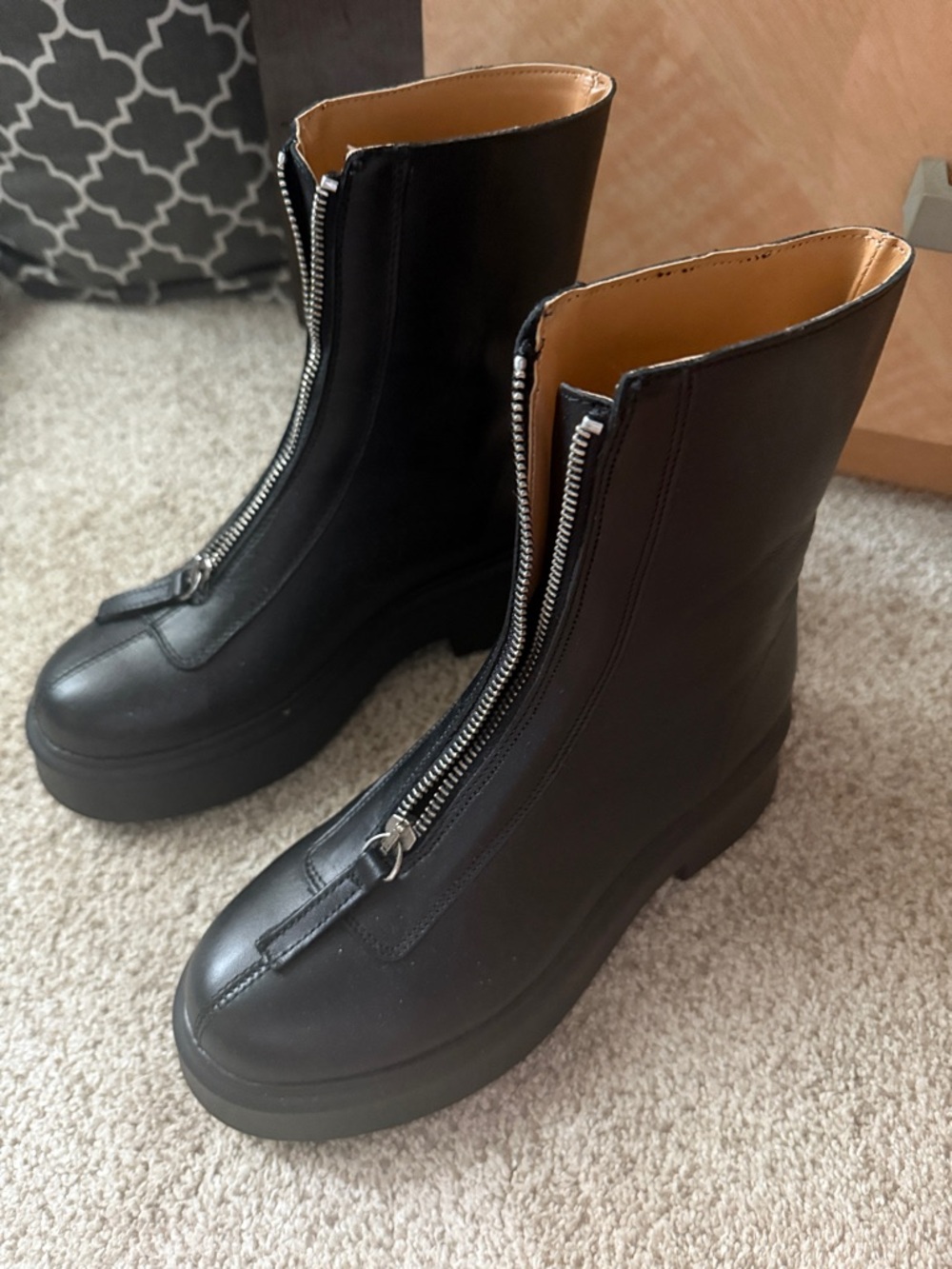 Steve Madden Black Front-Zip Combat Boots